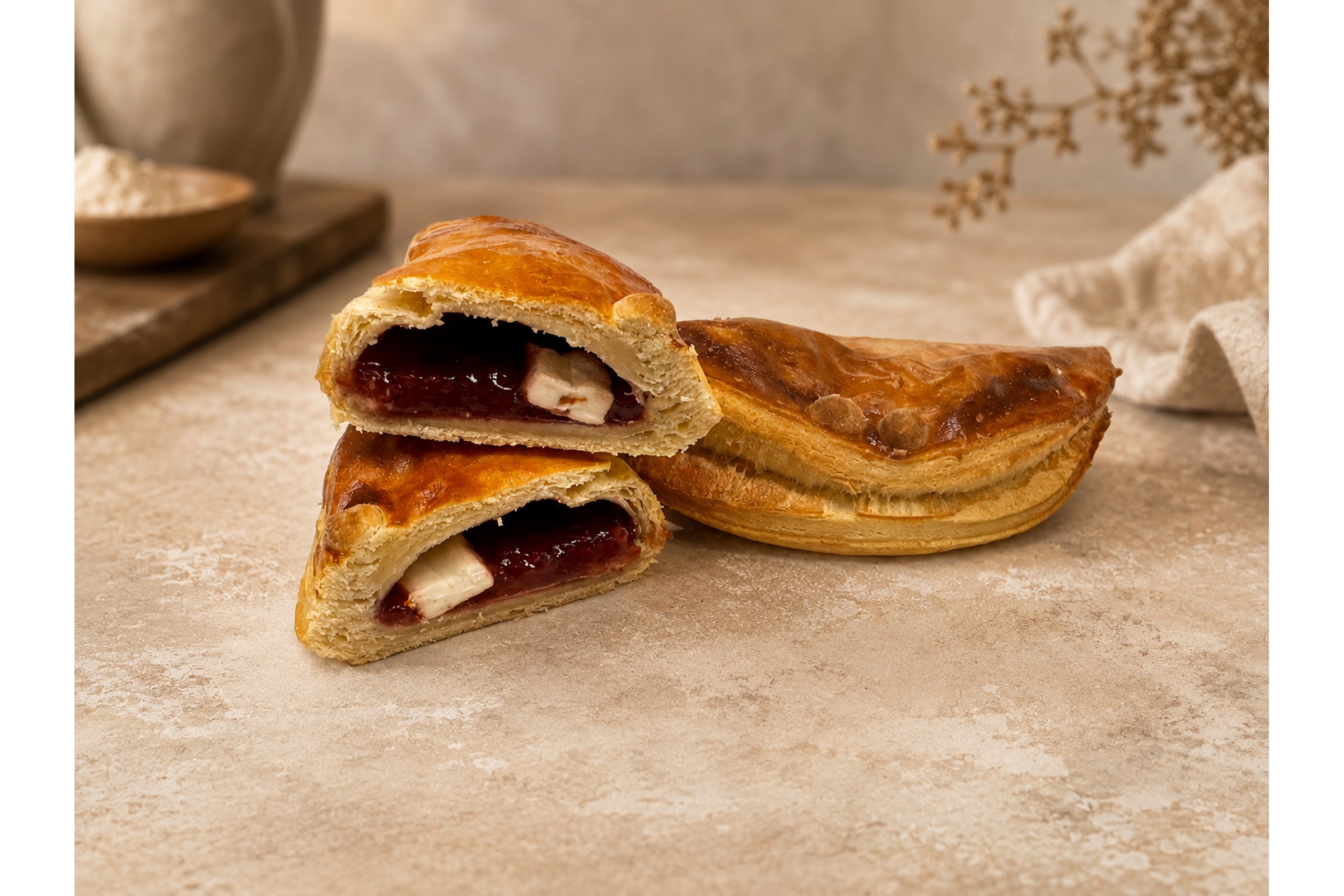 Paste dulce de fresa con queso crema